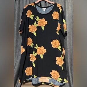 LuLaRoe Irma Black Tunic Top with Floral Design New